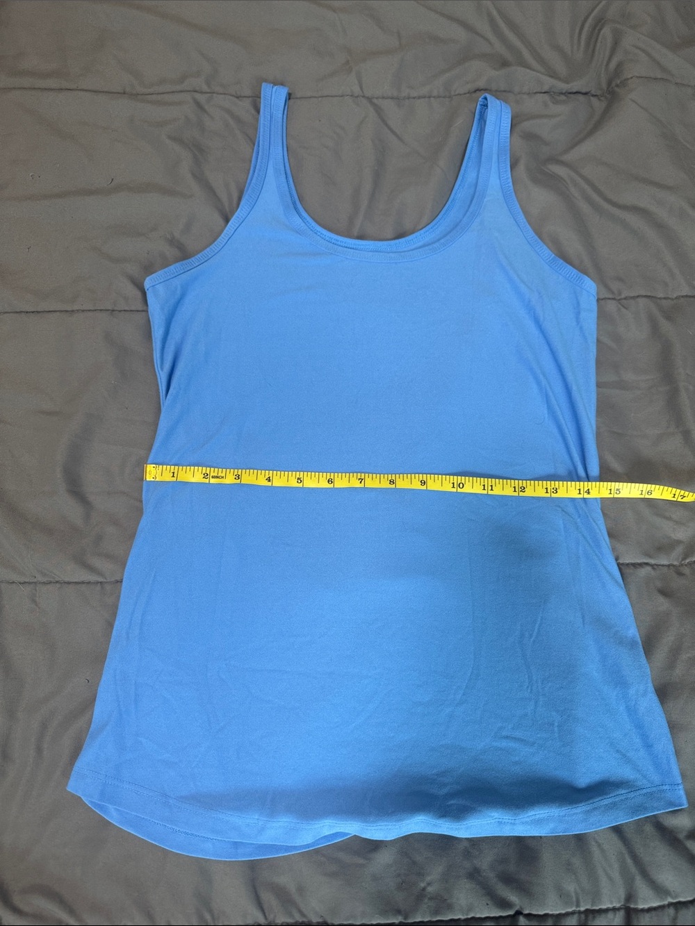Women's Blue Scoop Neck Tank Top / Blue Basics Tank - Picture 7 of 8